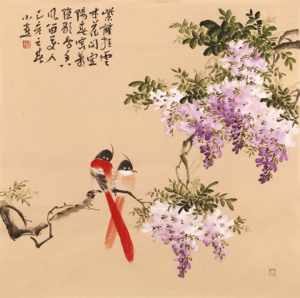 【已售】皇甫小喜 四尺斗方《紫气东来》 河南著名花鸟画家
