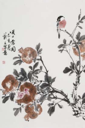 【已售】陈薪名《笑口常开》 中美协会员 第六届全国花鸟画展金奖获得者