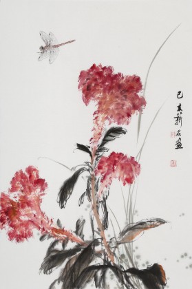 【已售】陈薪名《鸿运当头》 第六届全国花鸟画展金奖获得者