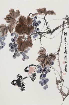 【已售】陈薪名《珠光》 中美协会员 第六届全国花鸟画展金奖获得者