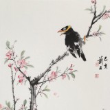 【已售】陈薪名《鸣春》 中美协会员 第六届全国花鸟画展金奖获得者