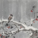 【已售】陈薪名《雪韵》 第六届全国花鸟画展金奖获得者