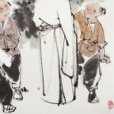 【已售】连红武 四尺斗方《少小离家老大回》 徐悲鸿画院华北分院副院长