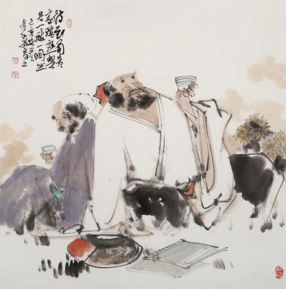 【已售】连红武 四尺斗方《共君一醉一陶然》 徐悲鸿画院华北分院副院长