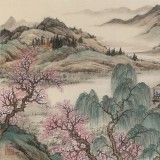 吴显刚 六尺对开《春江泛舟》贵州七星关美协主席