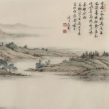 吴显刚 六尺对开《春江泛舟》贵州七星关美协主席