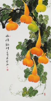 【已售】黄艺 四尺《福禄临门》 吉祥家居风水画