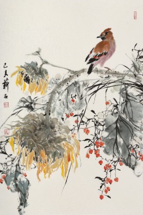 【已售】陈薪名《秋硕图》 中美协会员 第六届全国花鸟画展金奖获得者