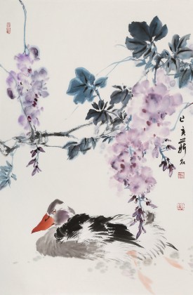 【已售】陈薪名《紫气东来》 中美协会员 第六届全国花鸟画展金奖获得者