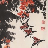 邹友蒸 《雀趣图》1993年作 已故山野派绘画大家