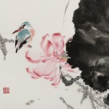 【已售】陈薪名 四尺斗方《荷风送香》中美协会员吉祥水墨 第六届全国花鸟画展金奖获得者