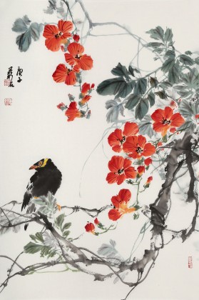 【已售】陈薪名《春花灿烂》中美协会员 第六届全国花鸟画展金奖获得者
