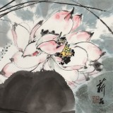 陈薪名《荷风清远》中美协会员 第六届全国花鸟画展金奖获得者