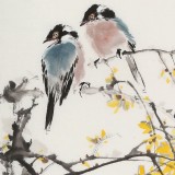 【已售】陈薪名《迎春》 第六届全国花鸟画展金奖获得者