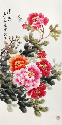 【已售】王宝钦 三尺《清香》当代花鸟牡丹画名家（询价）