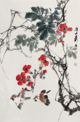 【已售】陈薪名《春花烂漫》 第六届全国花鸟画展金奖获得者