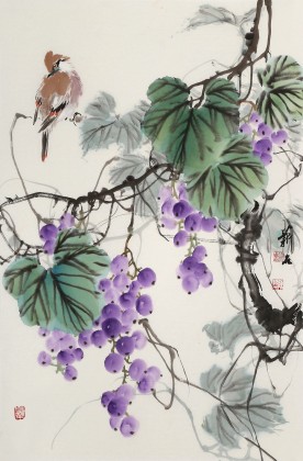 【已售】陈薪名《紫玉飘香》中美协会员 第六届全国花鸟画展金奖获得者