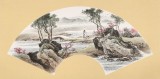 【已售】邹本财 卡纸扇面《春晓》 公主岭市美协常务副主席