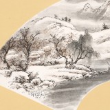 【已售】邹本财 卡纸扇面《渔乐图》 公主岭市美协常务副主席