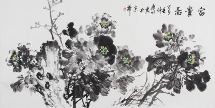 王东明四尺牡丹《富贵图》