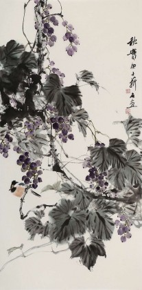 【已售】陈薪名《秋实》 第六届全国花鸟画展金奖获得者