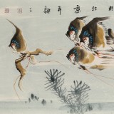 【已售】吕俊成 六尺对开《聚财图》 安徽省美术家协会会员