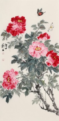 【已售】陈薪名 三尺《花开富贵》中美协会员 第六届全国花鸟画展金奖获得者