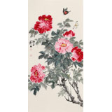 【已售】陈薪名 三尺《花开富贵》中美协会员 第六届全国花鸟画展金奖获得者