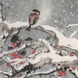 【已售】陈薪名 三尺精品《雪韵》中美协会员 第六届全国花鸟画展金奖获得者