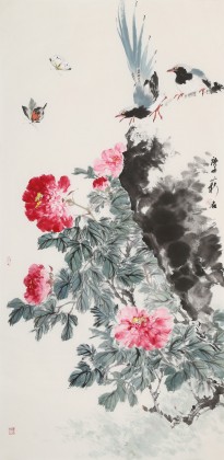 【已售】陈薪名 四尺《花开富贵》 中美协会员 第六届全国花鸟画展金奖获得者