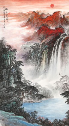 【已售】李碧峰 六尺《旭日东升》 中国书画家协会理事