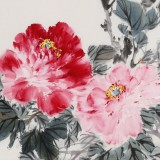 【已售】陈薪名 四尺三开《花开富贵》 中美协会员 第六届全国花鸟画展金奖获得者