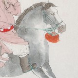 曹建涛 四尺斗方《策马图》 独具特色水墨人物画家