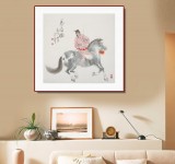 曹建涛 四尺斗方《策马图》 独具特色水墨人物画家
