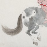 曹建涛 四尺斗方《策马图》 独具特色水墨人物画家