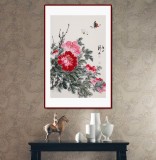 【已售】陈薪名 四尺三开《花开富贵》 中美协会员 第六届全国花鸟画展金奖获得者