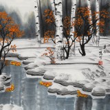 何一鸣 四尺斗方《瑞雪丰年》 冰雪画派画家 师从于志学
