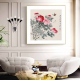 【已售】陈薪名 四尺斗方《花开富贵》 中美协会员 第六届全国花鸟画展金奖获得者