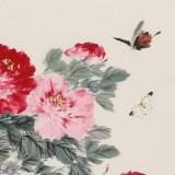 【已售】陈薪名 四尺斗方《花开富贵》 中美协会员 第六届全国花鸟画展金奖获得者