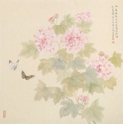 【已售】张瑰丽 四尺斗方工笔《春花烂漫》 湖南省美术家协会会员