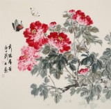 【已售】陈薪名 四尺斗方《秀冠群芳》 中美协会员 第六届全国花鸟画展金奖获得者