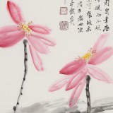 庾超然 四尺对开《爱莲说》 黄鹤楼书画院院长