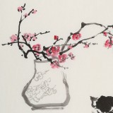 【已售】庾超然 四尺三开《猫趣图》 黄鹤楼书画院院长