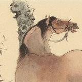 【已售】曹建涛 四尺三开《神骏图》 独具特色水墨人物画家