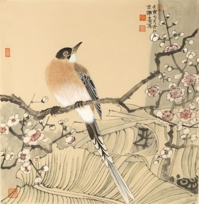 何挥毫 《梅雀图》 当代新安画派代表性名家