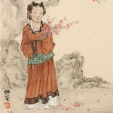 何挥毫 《拈花仕女图》 当代新安画派代表性名家