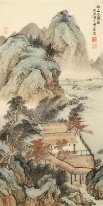 何挥毫 《秋山水阁图》 当代新安画派代表性名家