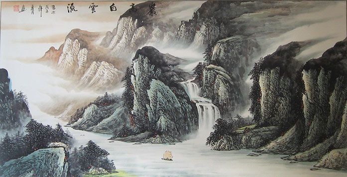 国画山水山高白云流