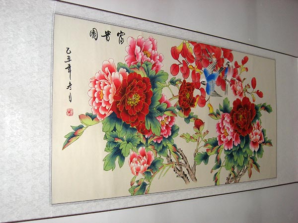 工笔花鸟牡丹图