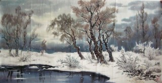 朝鲜一级画家金明振《山林的冬天》<br